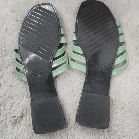 Zara Green Woven Sandals Size 8 - Picture 3 of 8